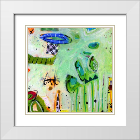 Ms. Alice and Peeps Long Story No.9 White Modern Wood Framed Art Print with Double Matting by Cochran, Gina