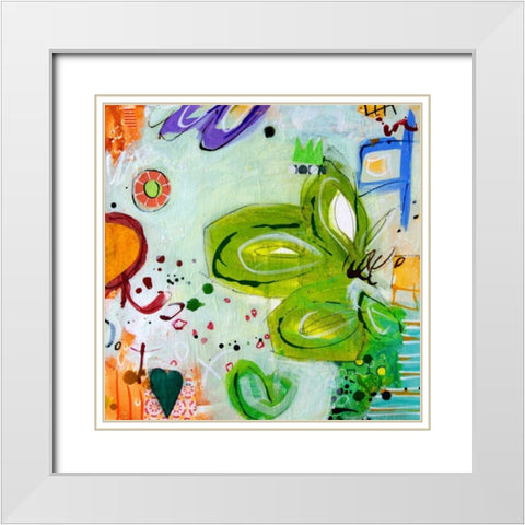 Ms. Alice and Peeps Long Story No.10 White Modern Wood Framed Art Print with Double Matting by Cochran, Gina