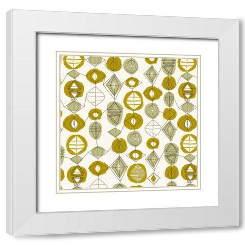 Atomic Art 3 White Modern Wood Framed Art Print with Double Matting by Cave, Rachel