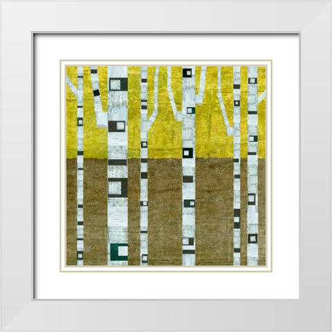 Fall Birches White Modern Wood Framed Art Print with Double Matting by Calkins, Michelle