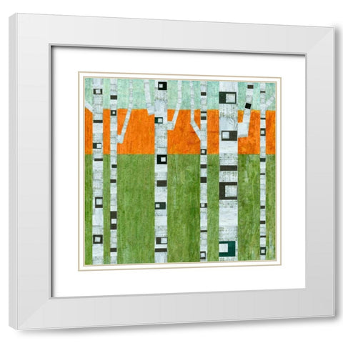 Spring Birches White Modern Wood Framed Art Print with Double Matting by Calkins, Michelle