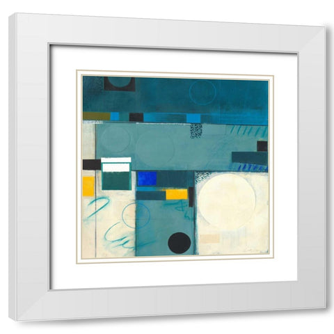 Calypso Blue III White Modern Wood Framed Art Print with Double Matting by Colter, Deborah T.