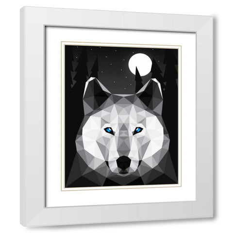 Tundra Wolf White Modern Wood Framed Art Print with Double Matting by Davies Babies
