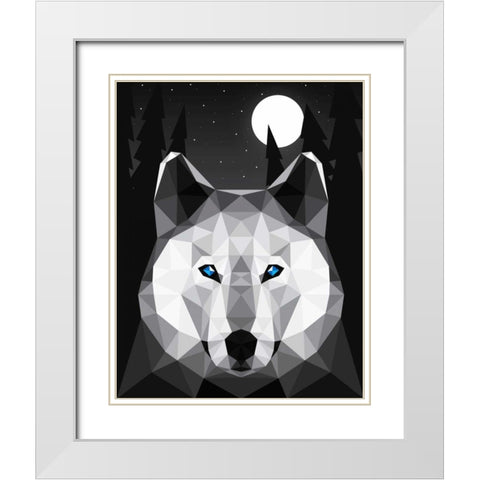 Tundra Wolf White Modern Wood Framed Art Print with Double Matting by Davies Babies