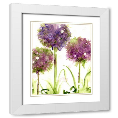 Alliums White Modern Wood Framed Art Print with Double Matting by Derman, Dawn