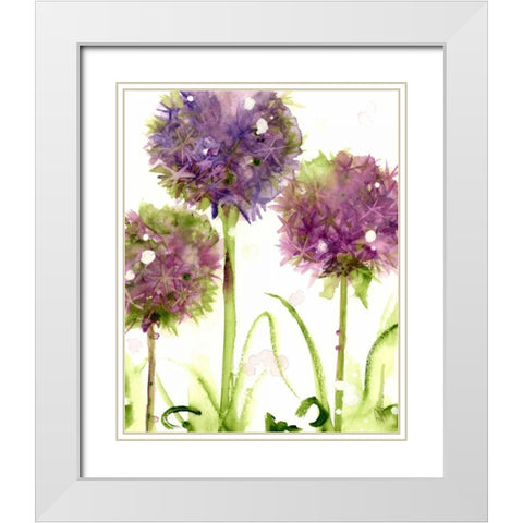 Alliums White Modern Wood Framed Art Print with Double Matting by Derman, Dawn