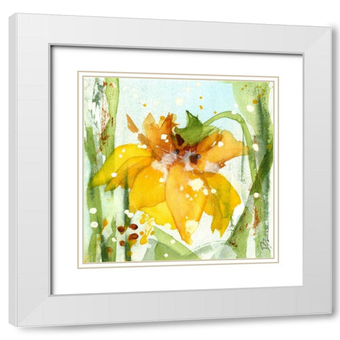 Daffodil White Modern Wood Framed Art Print with Double Matting by Derman, Dawn