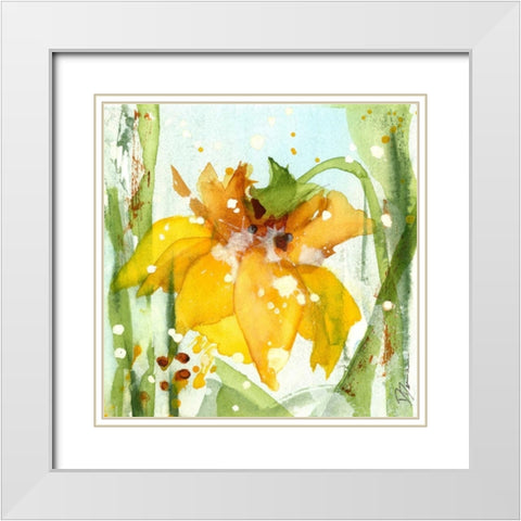 Daffodil White Modern Wood Framed Art Print with Double Matting by Derman, Dawn