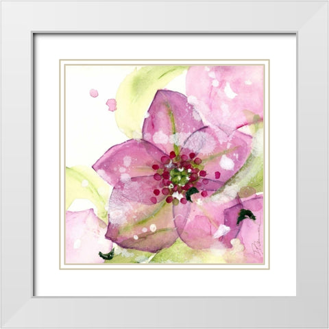 Pink Flower in the Snow White Modern Wood Framed Art Print with Double Matting by Derman, Dawn