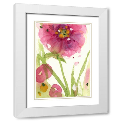 Pink Wildflower White Modern Wood Framed Art Print with Double Matting by Derman, Dawn