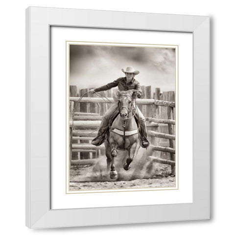 Ride â€˜Em Cowgirl White Modern Wood Framed Art Print with Double Matting by Dearing, Lisa