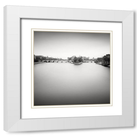 Ile de la Cite White Modern Wood Framed Art Print with Double Matting by Dragt, Wilco
