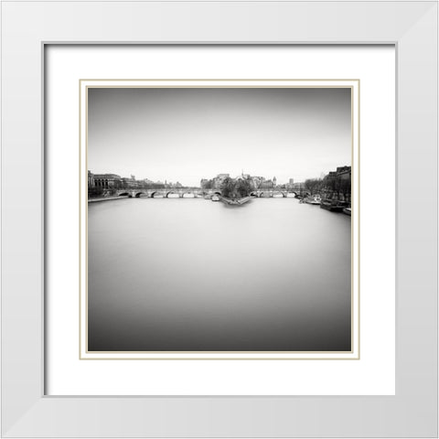 Ile de la Cite White Modern Wood Framed Art Print with Double Matting by Dragt, Wilco