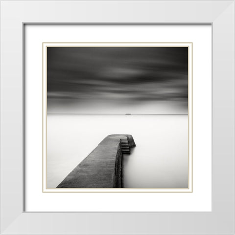 The Jetty-Study #1 White Modern Wood Framed Art Print with Double Matting by Dragt, Wilco