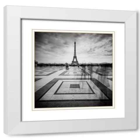 Tourists White Modern Wood Framed Art Print with Double Matting by Dragt, Wilco