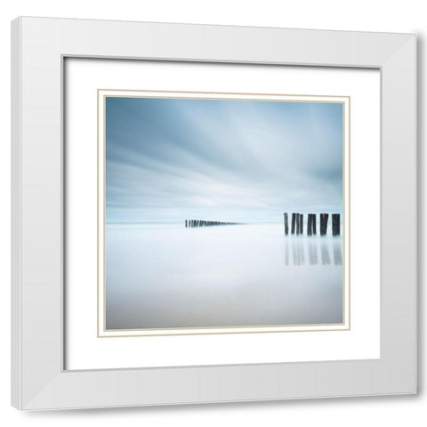 Whispering White Modern Wood Framed Art Print with Double Matting by Dragt, Wilco