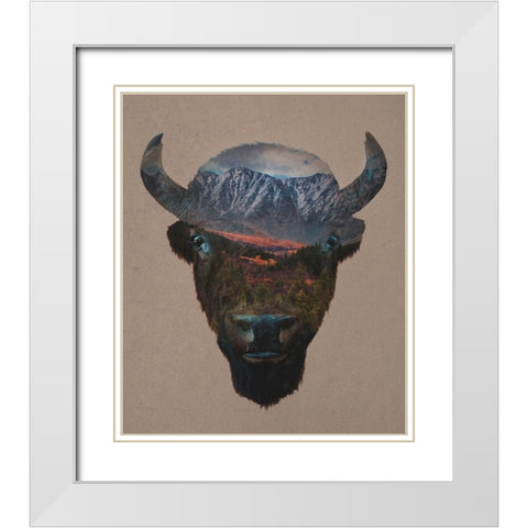 Bison Peak White Modern Wood Framed Art Print with Double Matting by Davies Babies