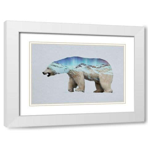 The Arctic Polar Bear White Modern Wood Framed Art Print with Double Matting by Davies Babies