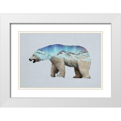 The Arctic Polar Bear White Modern Wood Framed Art Print with Double Matting by Davies Babies