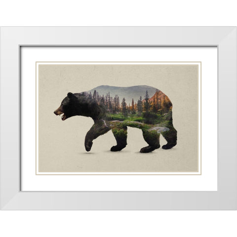 The North American Black Bear White Modern Wood Framed Art Print with Double Matting by Davies Babies