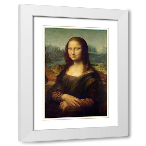 Mona Lisa White Modern Wood Framed Art Print with Double Matting by Da Vinci, Leonardo