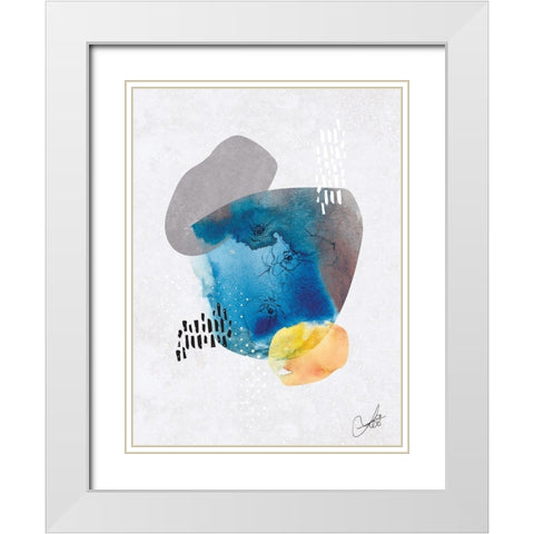 Indigo Blossom No. 1 White Modern Wood Framed Art Print with Double Matting by Duncan-He, Louis