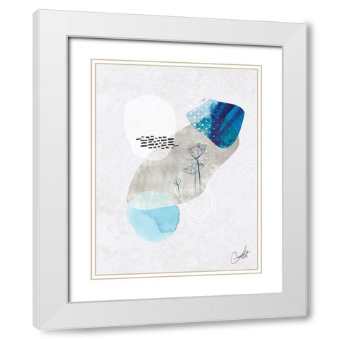 Indigo Blossom No. 2 White Modern Wood Framed Art Print with Double Matting by Duncan-He, Louis