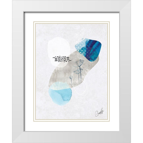 Indigo Blossom No. 2 White Modern Wood Framed Art Print with Double Matting by Duncan-He, Louis
