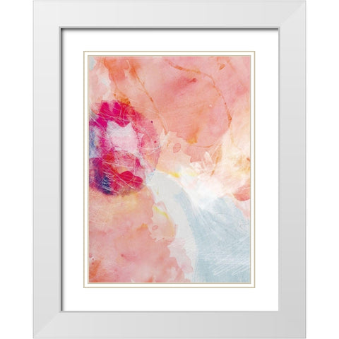 Abstract Turquoise Pink No. 2 White Modern Wood Framed Art Print with Double Matting by Duncan-He, Louis