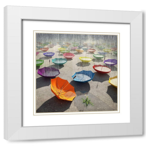 Downpour White Modern Wood Framed Art Print with Double Matting by Decker, Cynthia