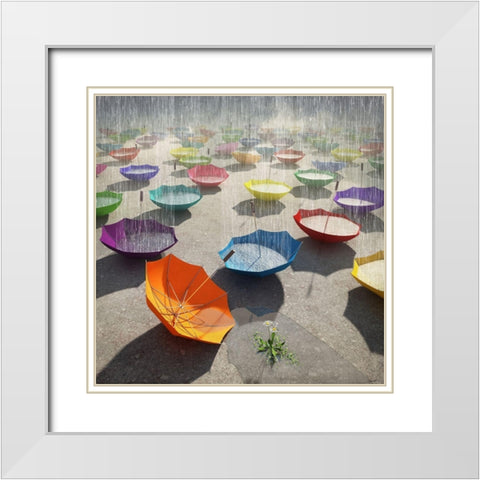 Downpour White Modern Wood Framed Art Print with Double Matting by Decker, Cynthia