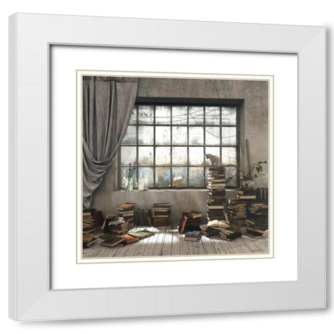 Introvert White Modern Wood Framed Art Print with Double Matting by Decker, Cynthia
