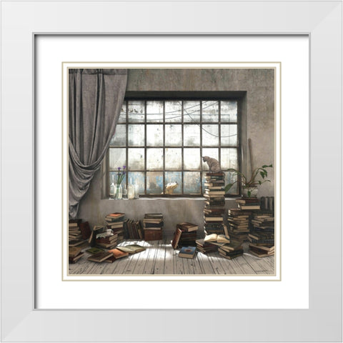 Introvert White Modern Wood Framed Art Print with Double Matting by Decker, Cynthia