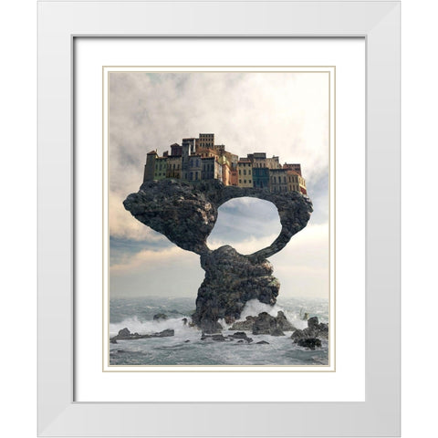 Precarious White Modern Wood Framed Art Print with Double Matting by Decker, Cynthia