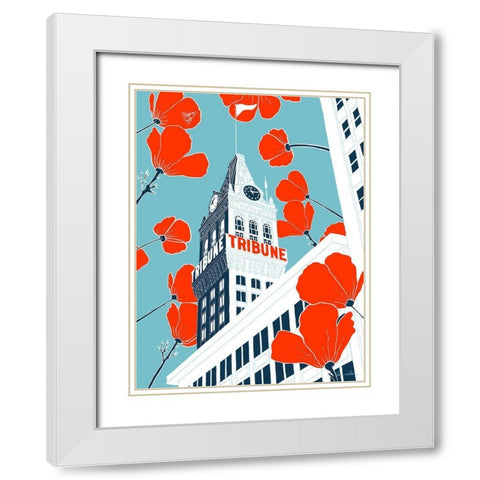 Tribune Tower - Oakland White Modern Wood Framed Art Print with Double Matting by Donahue, Shane