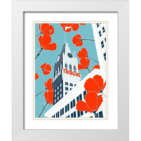 Tribune Tower - Oakland White Modern Wood Framed Art Print with Double Matting by Donahue, Shane