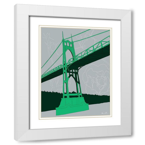 St. Johns Bridge - Portland White Modern Wood Framed Art Print with Double Matting by Donahue, Shane
