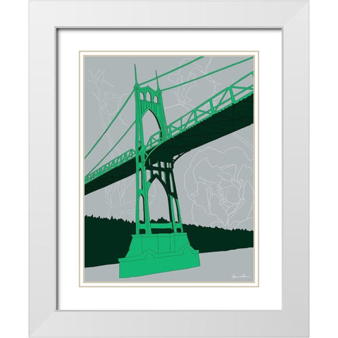 St. Johns Bridge - Portland White Modern Wood Framed Art Print with Double Matting by Donahue, Shane
