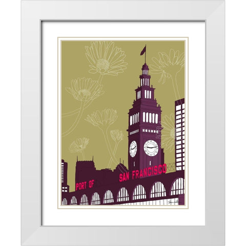 Ferry Building - San Francisco White Modern Wood Framed Art Print with Double Matting by Donahue, Shane
