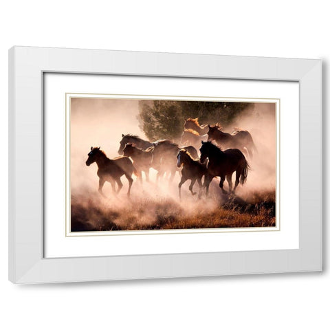 Horses White Modern Wood Framed Art Print with Double Matting by Dearing, Lisa