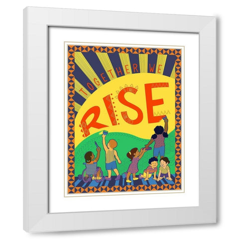 Together We Rise White Modern Wood Framed Art Print with Double Matting by Duran, Kris