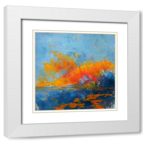 Blue on Blue White Modern Wood Framed Art Print with Double Matting by Dennis, Patrick