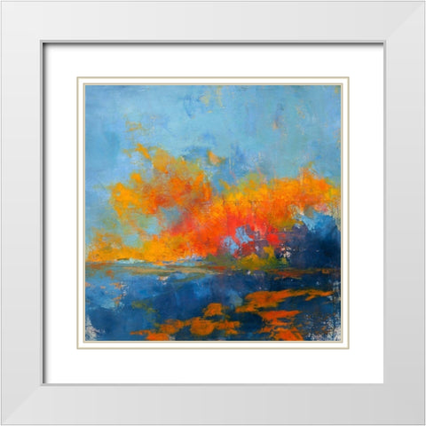 Blue on Blue White Modern Wood Framed Art Print with Double Matting by Dennis, Patrick