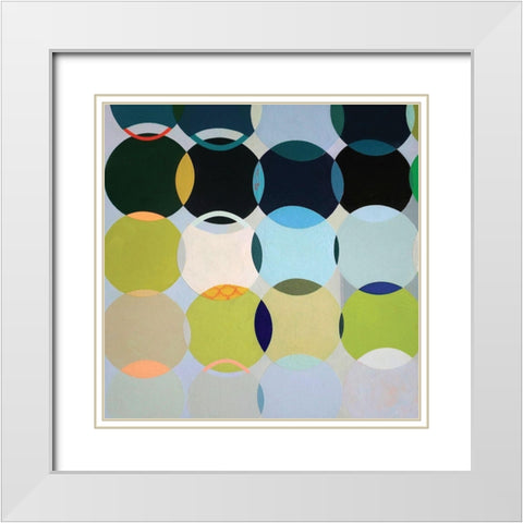 Circles No. 1 White Modern Wood Framed Art Print with Double Matting by Duffy, Naomi Taitz