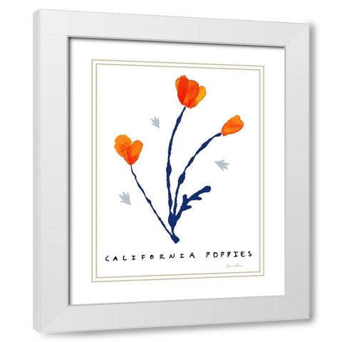 California Poppies White Modern Wood Framed Art Print with Double Matting by Donahue, Shane