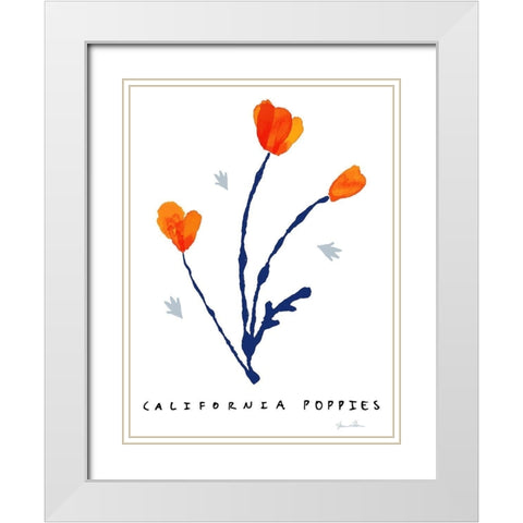 California Poppies White Modern Wood Framed Art Print with Double Matting by Donahue, Shane