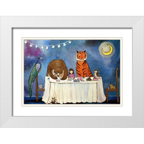 Cake and Tea White Modern Wood Framed Art Print with Double Matting by Doss, Andrea