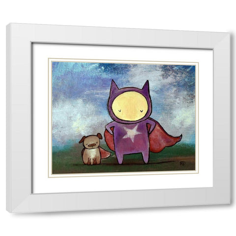 Superhero Friends White Modern Wood Framed Art Print with Double Matting by Doss, Andrea