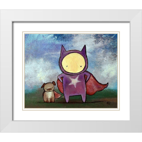 Superhero Friends White Modern Wood Framed Art Print with Double Matting by Doss, Andrea