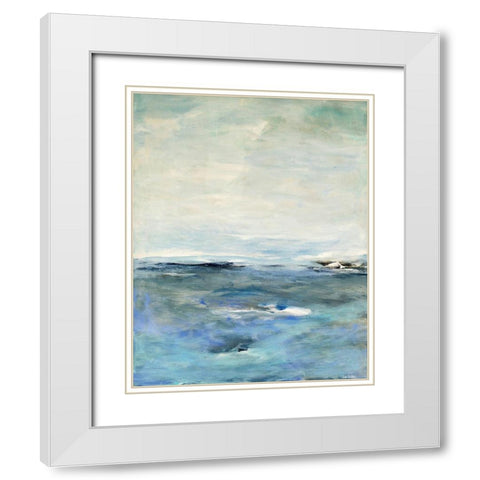 Blue Horizon 1 White Modern Wood Framed Art Print with Double Matting by Dubois, Lori